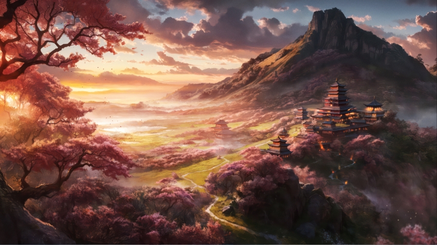 山 寺院 风景 4K壁纸 3840x2160