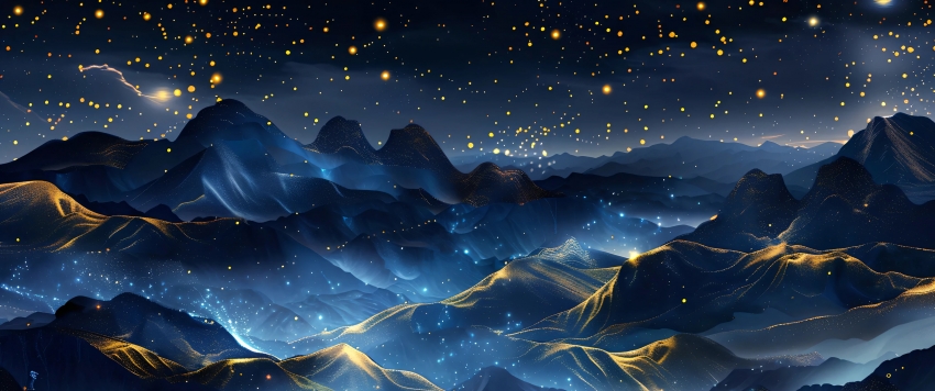 山 星空风景 3440x1440带鱼屏壁纸