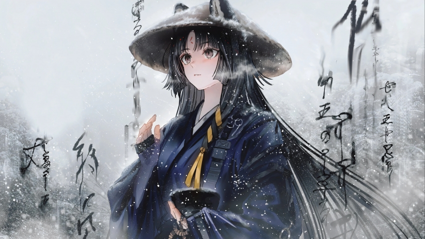 水墨女侠 雪 古风少女 4K动漫壁纸 3840x2160